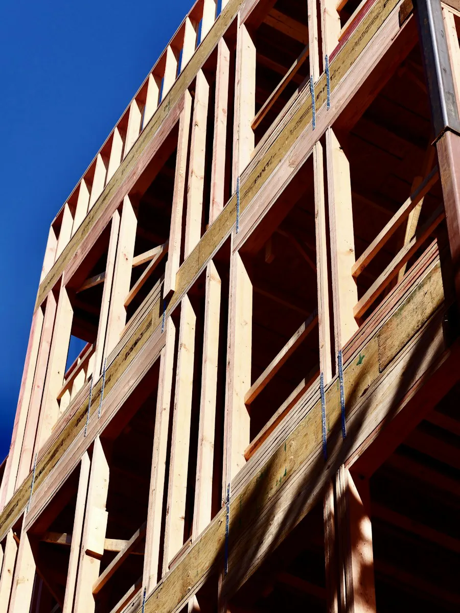 Timber frame of a building under construction